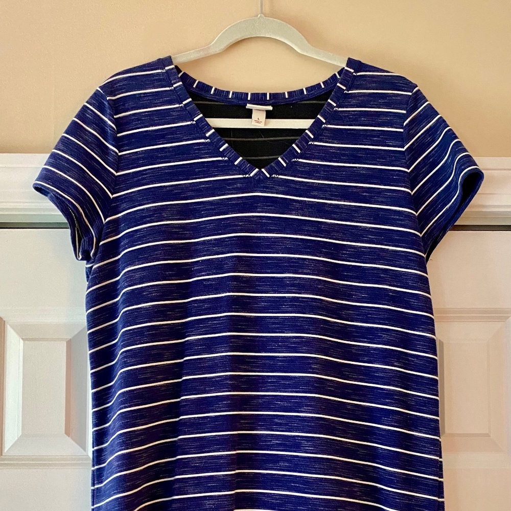 Navy & White striped V-Neck sundress